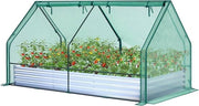 Blocco di Cultiivo Elevato con Serra 3-in-1 - Metallo e Folio PE - Con 4 Porte - Per Giardino 240 × 120 ×