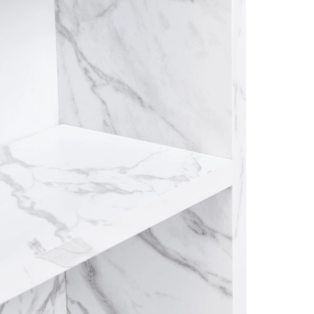 Mobiletto da bagno a parete con armadio a specchio effetto marmo bianco Finitura melaminica