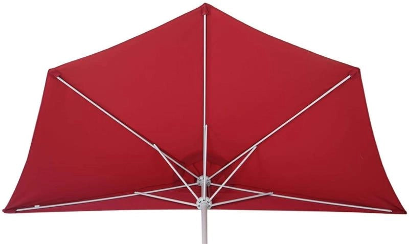 OMBRELLONE MEZZALUNA DA MURO IN ALLUMINIO COLORE BORDEAUX 300 X 150 X H 250 CM + BASE