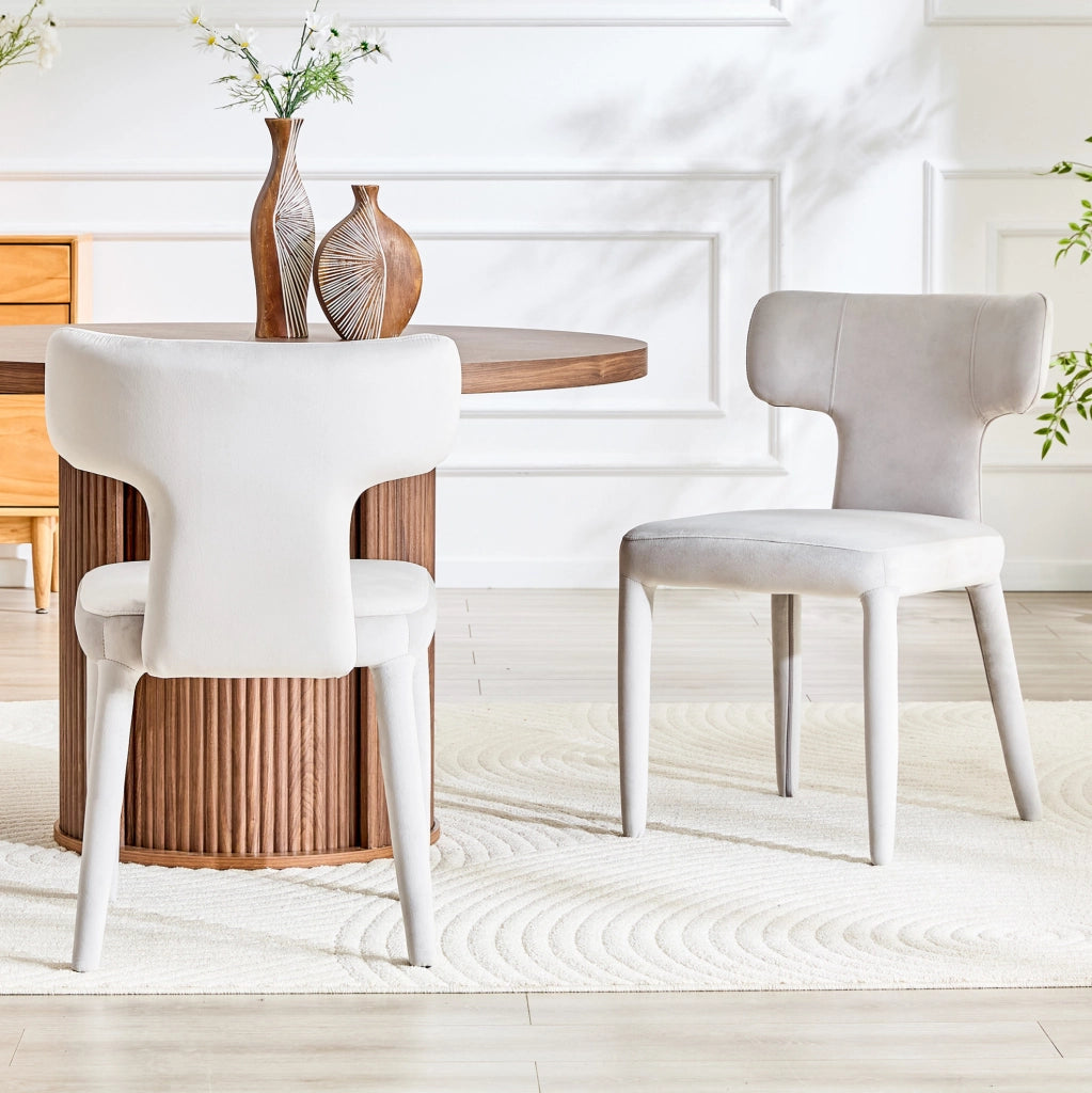 Set di 2 sedie da pranzo imbottite grigio chiaro