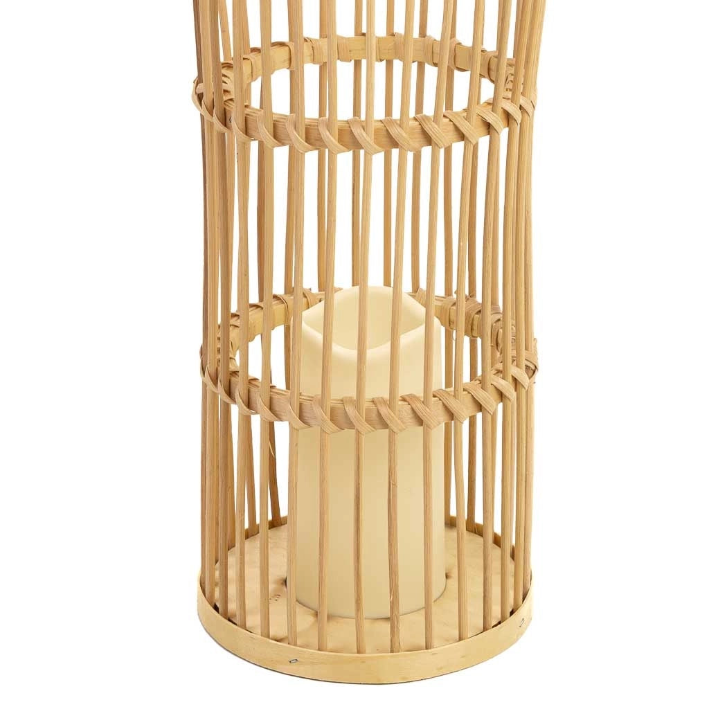 Vaso in rattan intrecciato con candela a batteria D16x59,5h cm