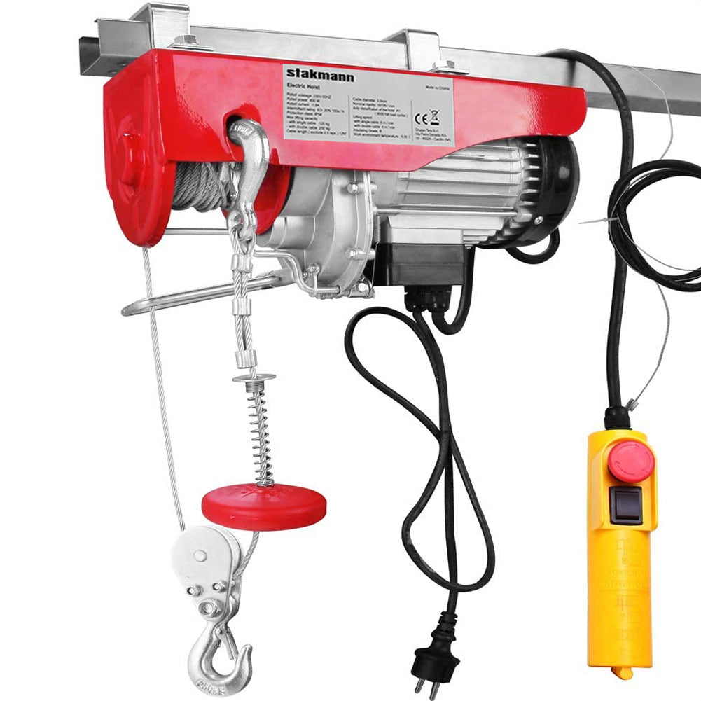 Paranco Elettrico Verricello Montacarichi 125/250kg Sollevatore 450Watt con Accessori