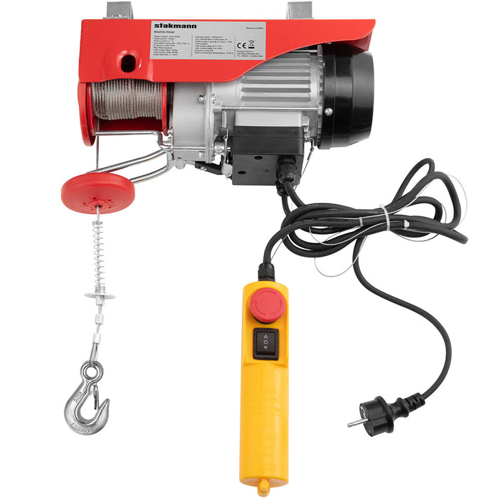 Paranco Elettrico Verricello Montacarichi 200/400kg Sollevatore 1000Watt con Accessori