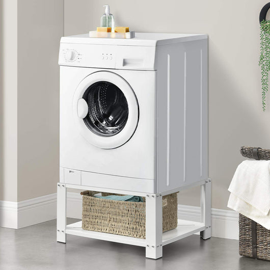 Supporto in Acciaio per Lavatrice o Asciugatrice con Ripiano 63x54 H 31 cm Bianco