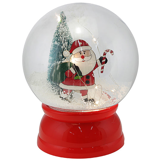 Ampolla Natalizia Palla con Effetto Neve e Babbo Natale 20x25cm Decorazione LED