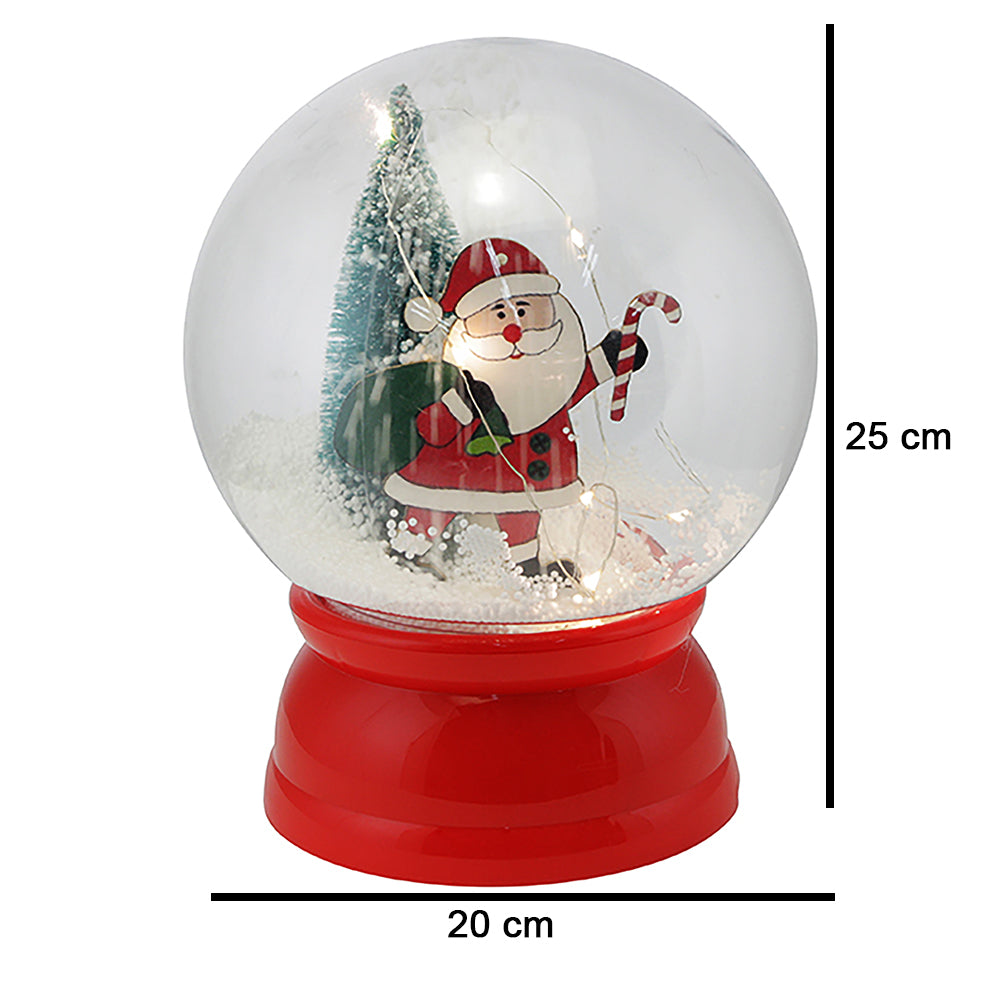 Ampolla Natalizia Palla con Effetto Neve e Babbo Natale 20x25cm Decorazione LED