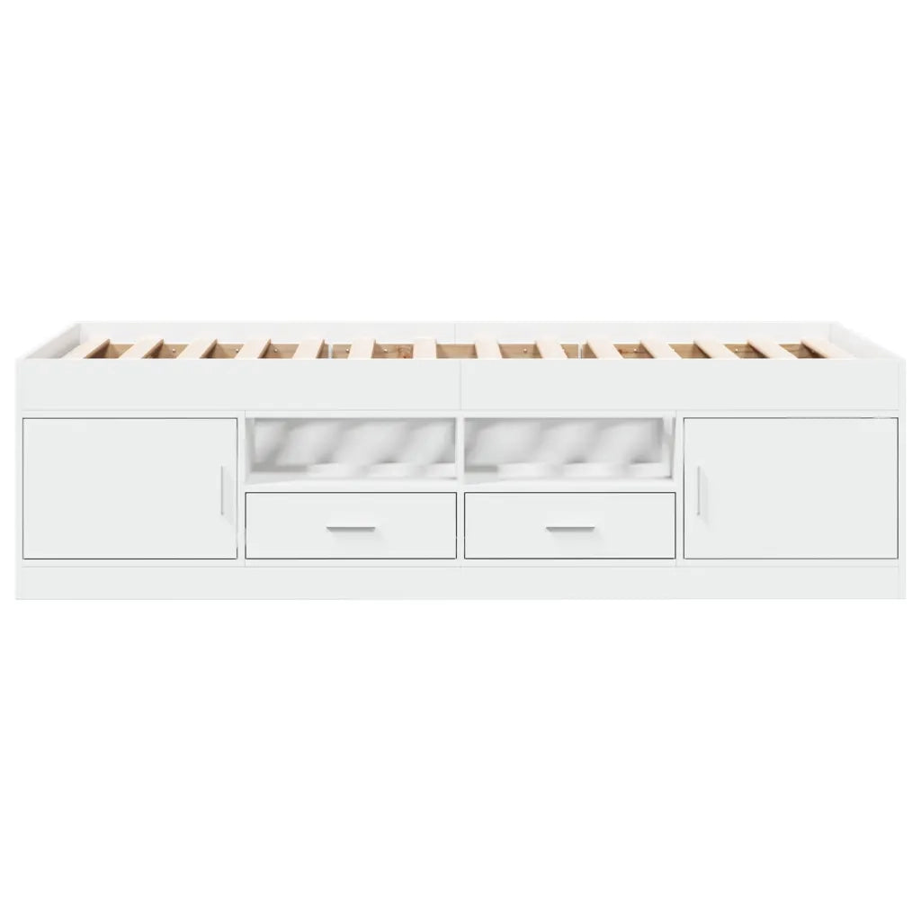 Divano Letto con Cassetti senza Materasso Bianco 100x200 cm 3280237