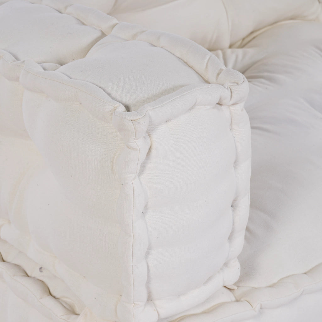 Cuscino per divano pallet con supporto per braccia e schienale in tessuto crema