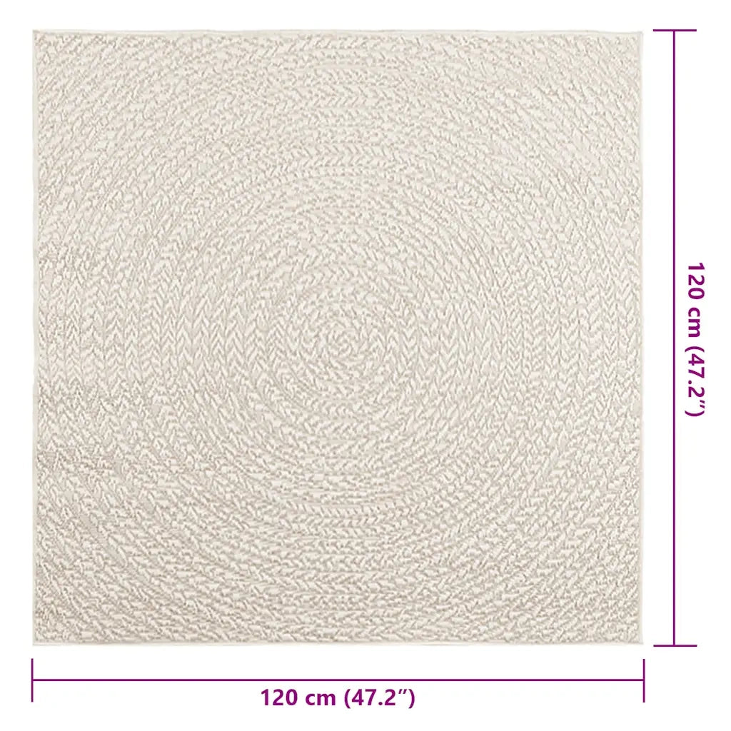 vidaXL Tappeto ZIZUR Crema 120x120 cm Aspetto Iuta Interni ed Esterni