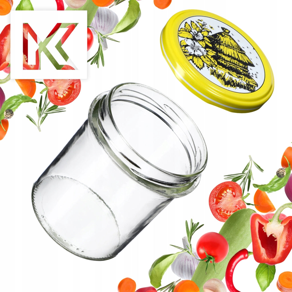 Barattoli di vetro KADAX Avila 350ml 50pz 82mm + coperchi "Api"