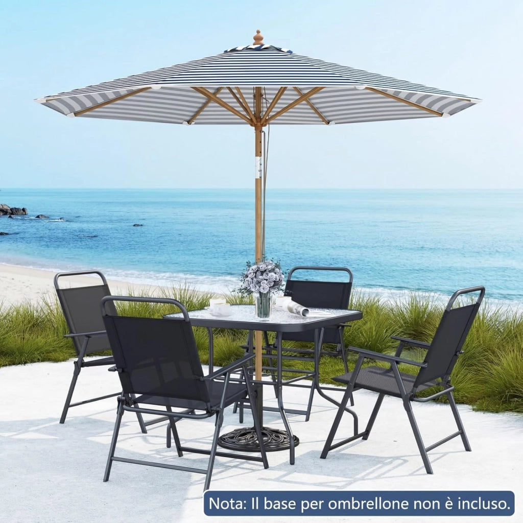 Ombrellone da Giardino 280 cm, Ombrellone Inclinazione Regolabile a 30°, con 8 Stecche, per Spiaggia Piscina Cortile (Binaco+Blu)