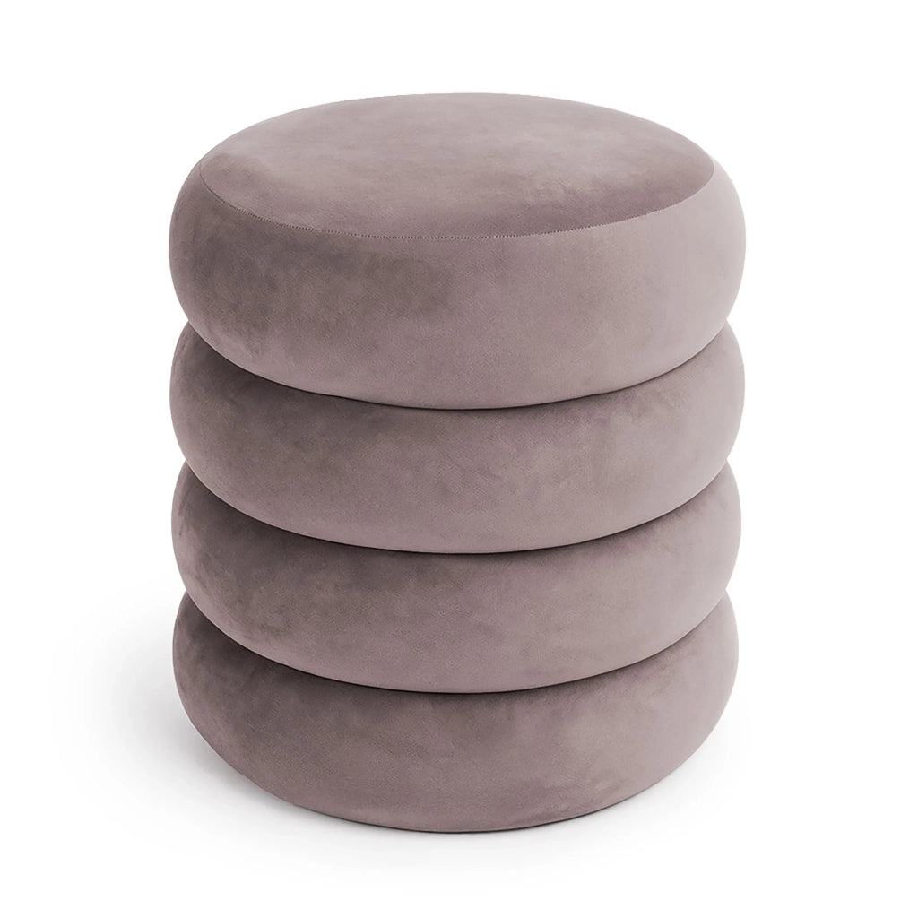 Pouf contenitore cilindrico in velluto 42 cm SNUGGO Rosa Polvere