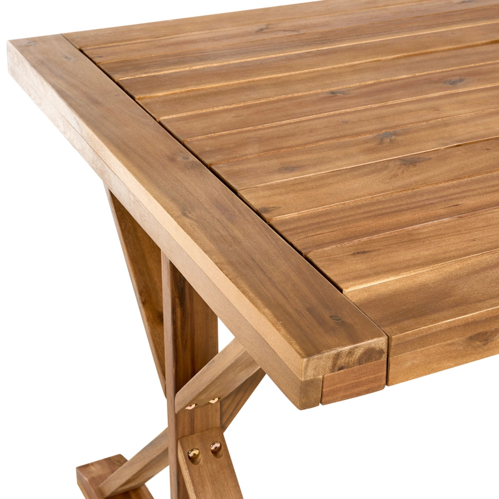 Tavolo da pranzo da giardino in legno di acacia marrone 180 x 90 cm per 6 persone all'aperto rettangolare in stile rustico