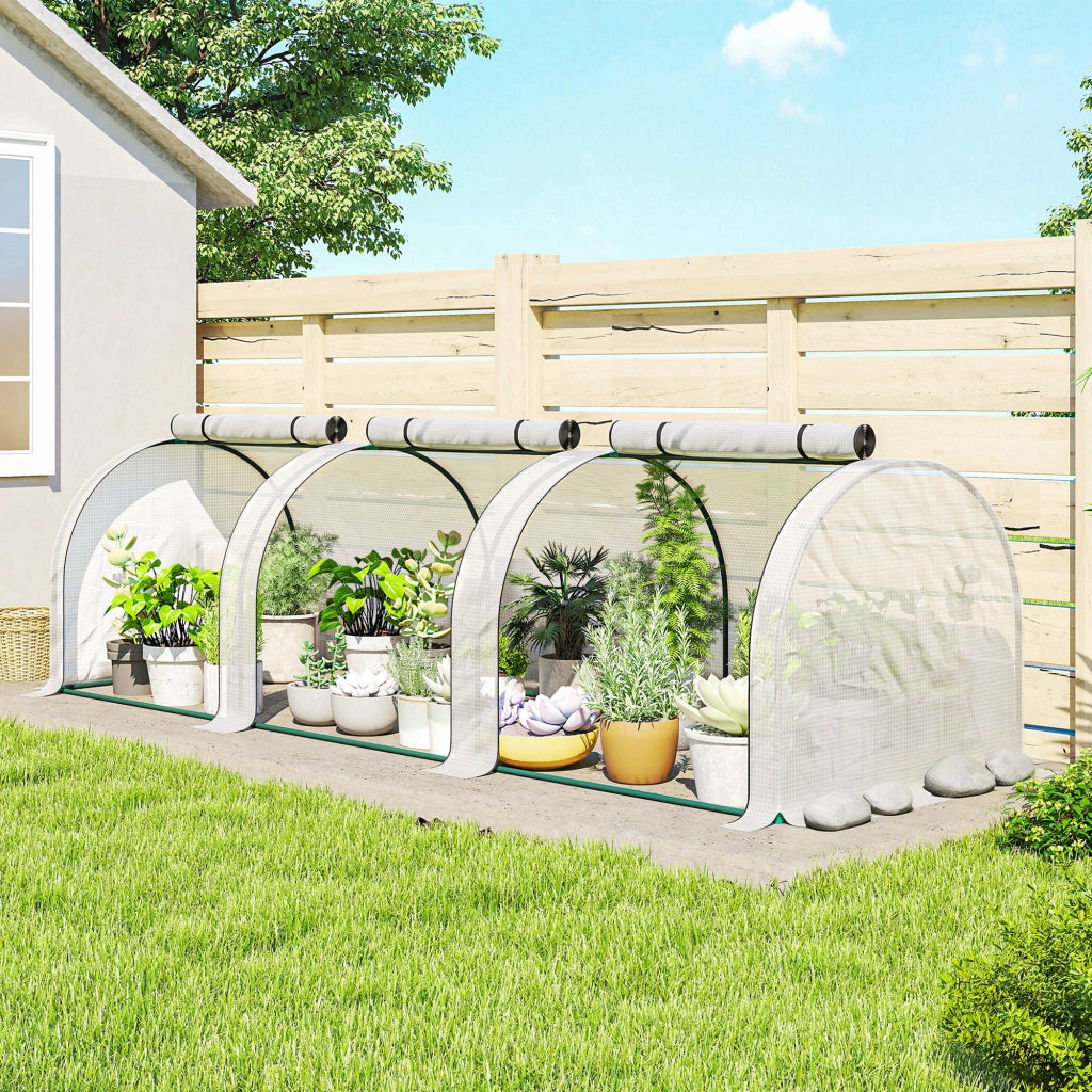 Serra da Giardino Mini per Pomodori ¨C Xylo ¨C Acciaio PE 140g/m2 Anti-UV 3x1x0.8m Bianco