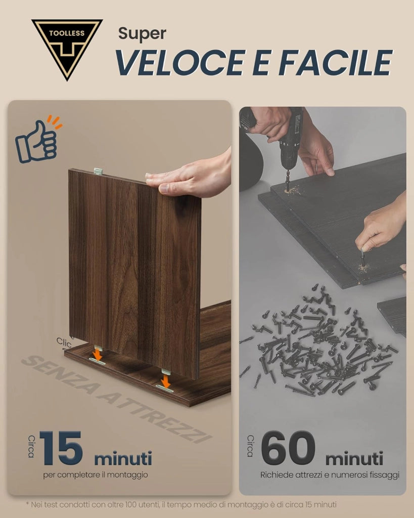 SONGMICS HOME Panca Scarpiera, Montaggio Rapido Senza Attrezzi Toolless, Panchina con Scomparti Aperti, Ripiani Regolabili, Portascarpe, Noce Naturale e Grigio Ardesia LHS391KE02