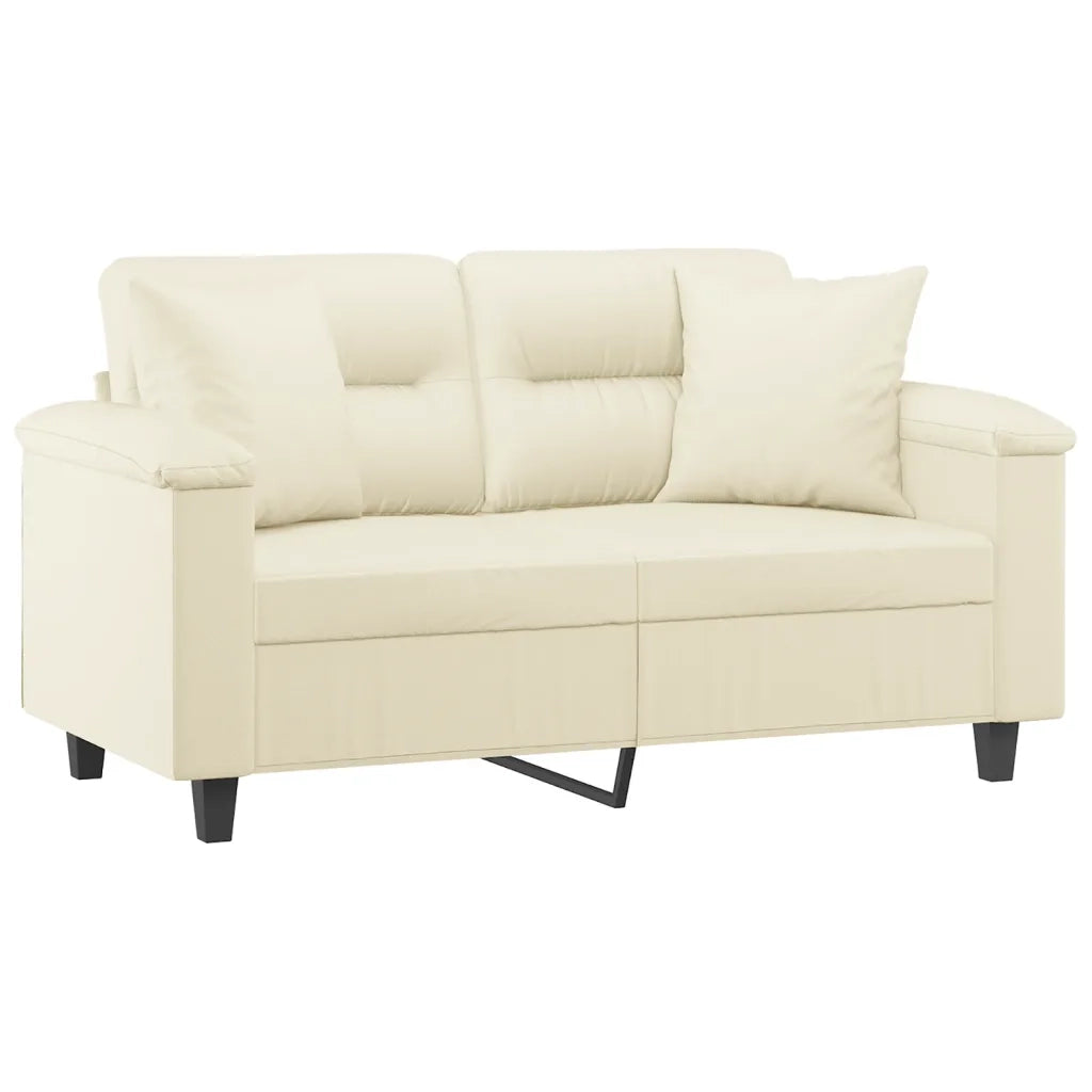 Divano a 2 Posti con Cuscini Crema 120 cm in Similpelle
