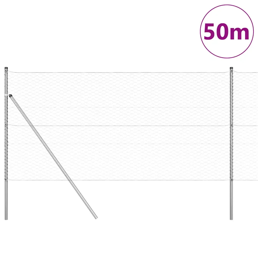 Palo della recinzione Argento 50 x 1,4 m (rete 36 mm) Acciaio