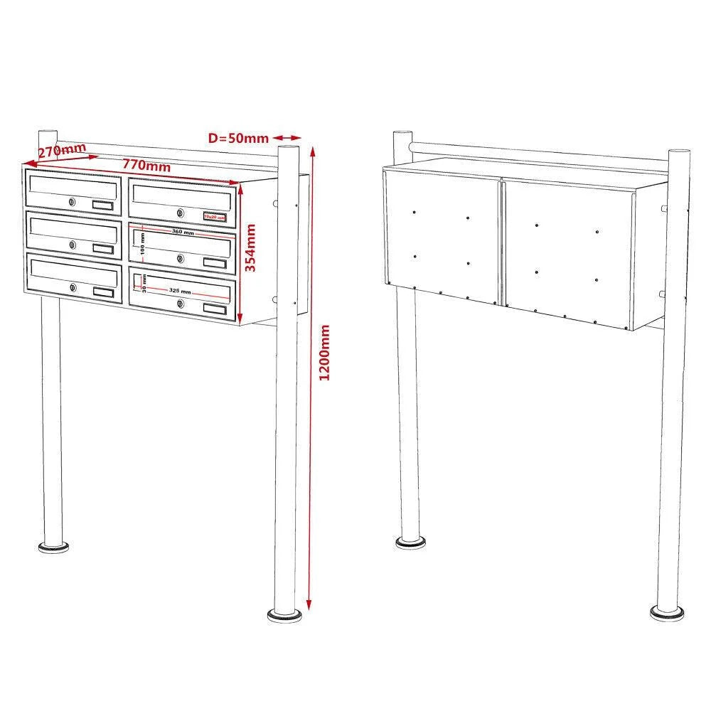 Doppio blocco di 6 cassette postali autoportanti con ingressi postali bianchi 16_0000148
