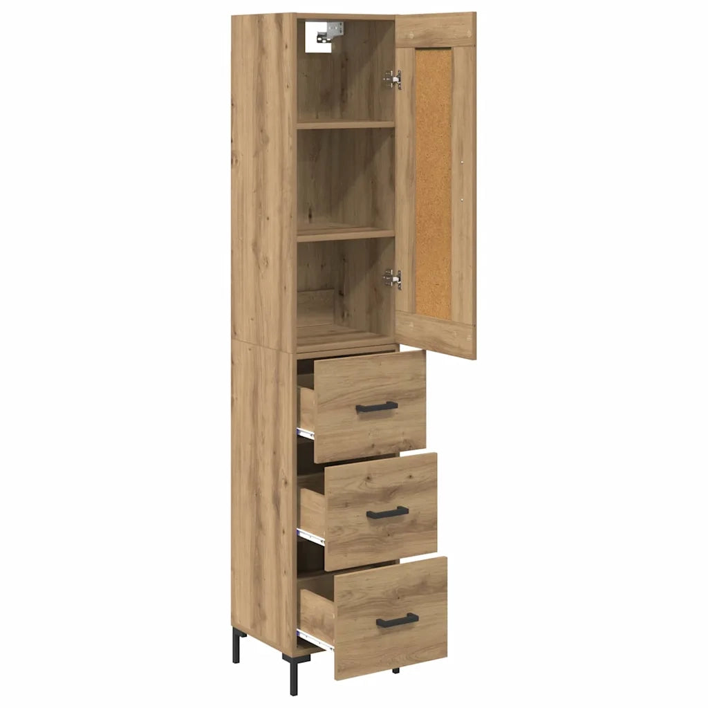 Credenza | Madia | Buffet da pranzo | Armadio da pranzo con cassetto Rovere artigianale 34,5 x 34 x 180 cm