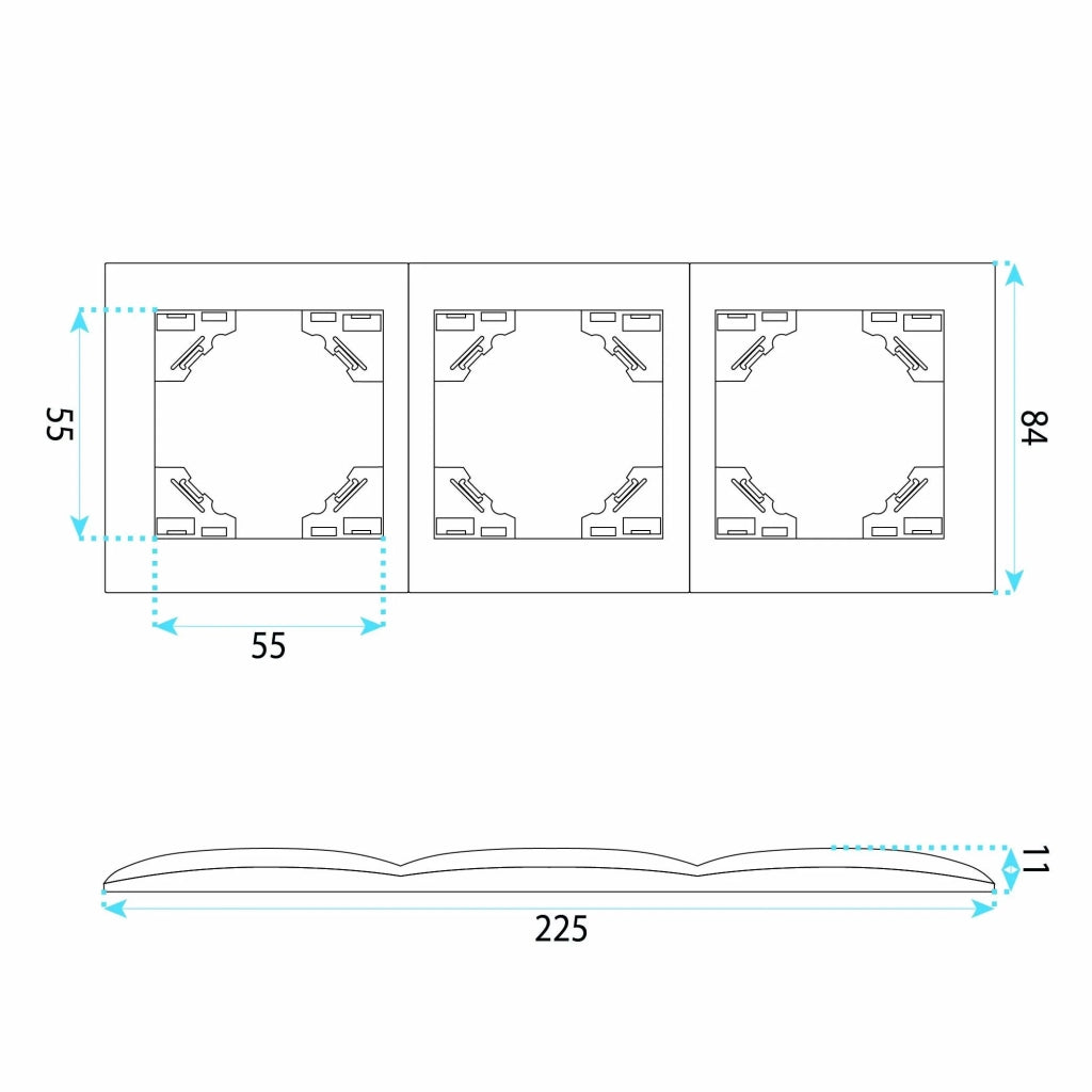 Placca Tripla Per Prese Oste Jnh015-3f Grey
