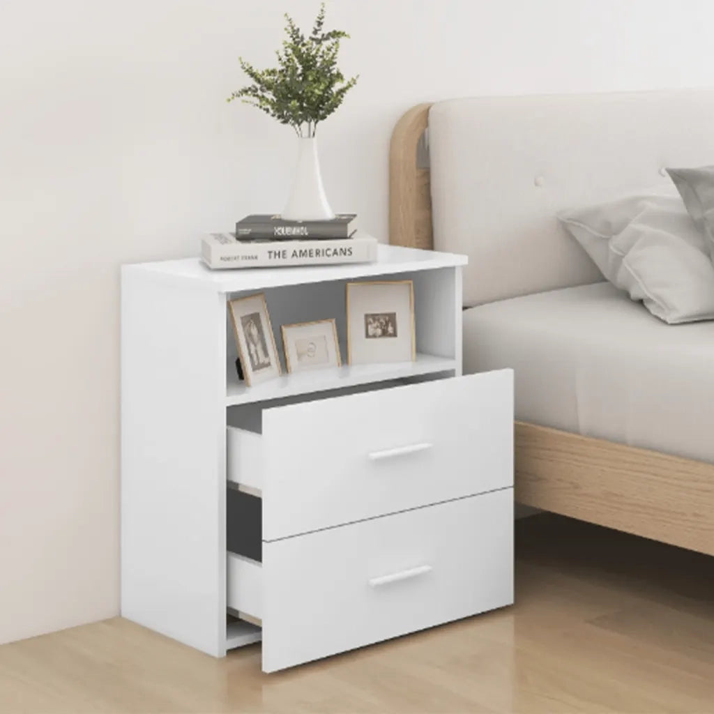 Comodini 2 pz-Set di 2 Tavolino da notte Bianchi 50x32x60 cm