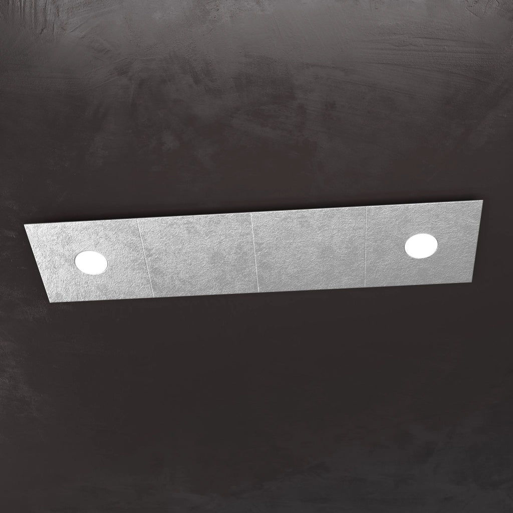 ECCENTRIC APPLIQUE-PLAFONIERA 2 LUCI + 2 DECORATIVO FOGLIA ARGENTO 1156-2L2D-FA