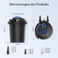 CPF-250 Filtro a pressione per laghetto con UVC da 11 W max 10.000 litri