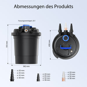 CPF-250 Filtro a pressione per laghetto con UVC da 11 W max 10.000 litri