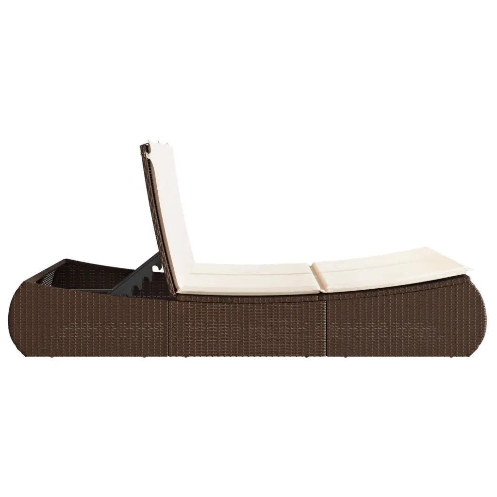 Lettino Prendisole | Sdraio da giardino | Lettino da sole con Cuscini Marrone in Polyrattan