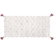 Tappeto tappetino Cotone Bianco 80 x 150 cm Rettangolare con Nappe Trapuntate Motivo Geometrico Orientale