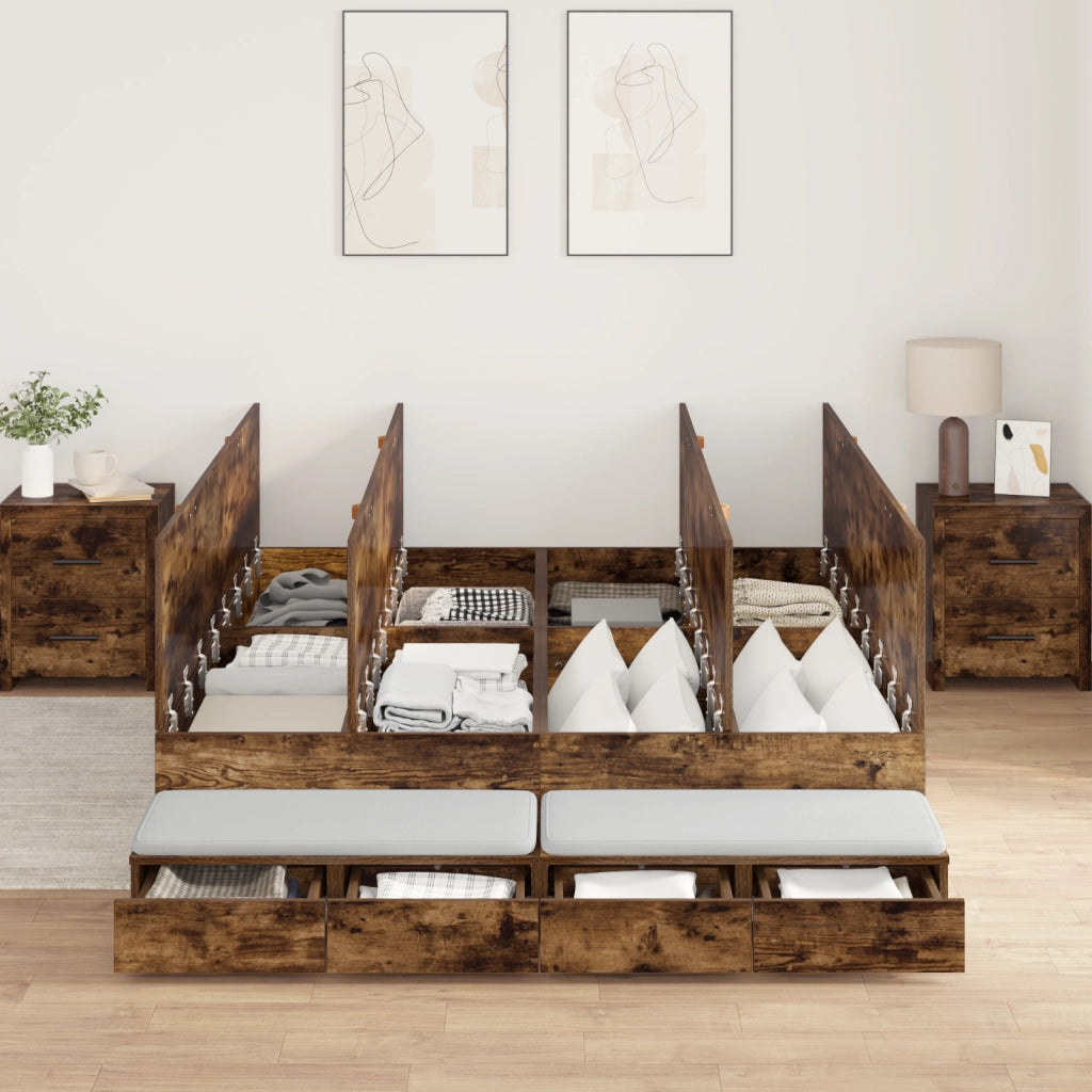 Struttura letto contenitore Quercia affumicata 140x190 cm