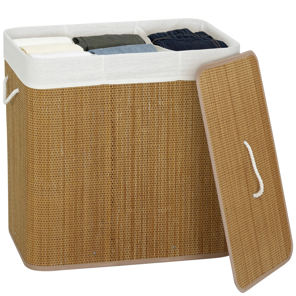 Cesto Portabiancheria 3 Scomparti Bamb¨´ ¨C Xylo ¨C 144L Marrone 60x40x60cm
