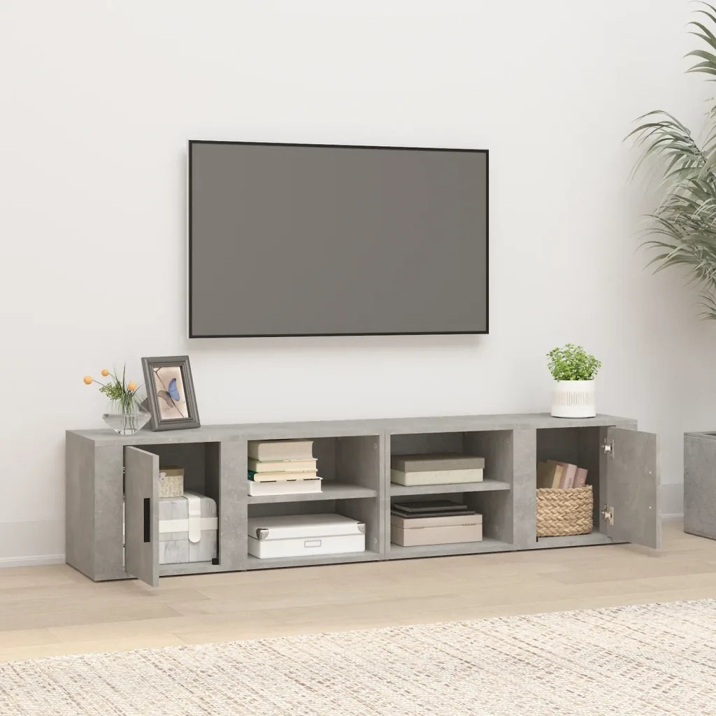 Mobili TV 2 pz-Set di 2 Credenza per TV Grigio Cemento 80x31,5x36 cm Legno Multistrato