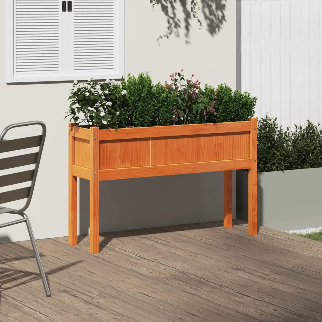 Fioriera Giardino Gambe Marrone Cera 110x31x70 cm Massello Pino 837568