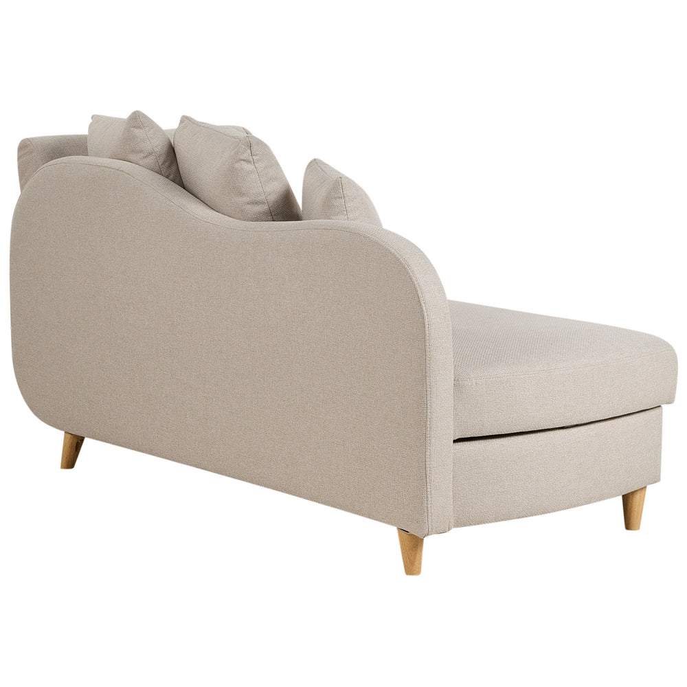 Chaise Longue in tessuto beige lato destro con contenitore stile moderno glamour salotto camera da letto