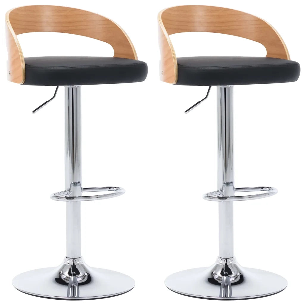 Sgabelli da Bar 2 pz Neri in Similpelle e Legno Curvo 283148