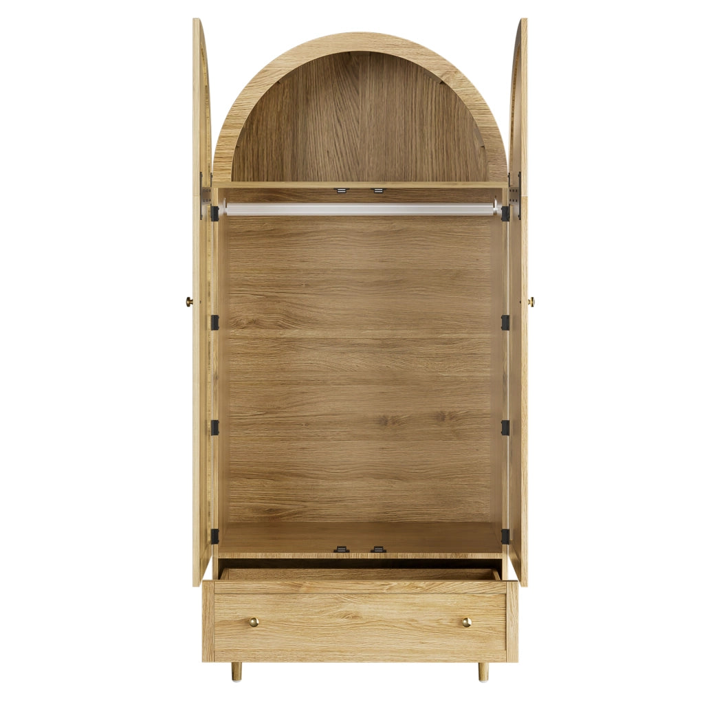 Armadio 79x50x175 cm con ampio spazio interno e cassetti in MDF rovere