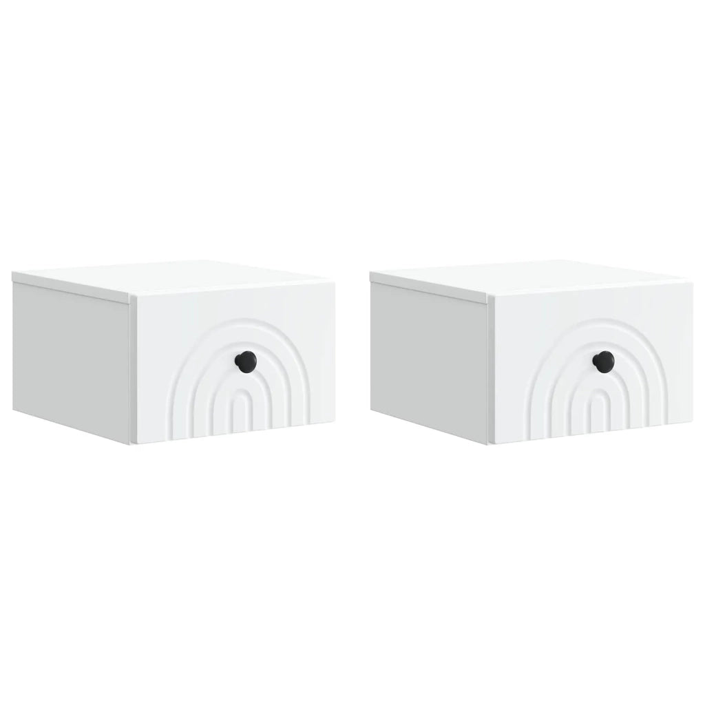 Set di 2 Comodini | Armadio da Notte | Mobiletto da notte a muro Bianco 33 x 34,5 x 20 cm
