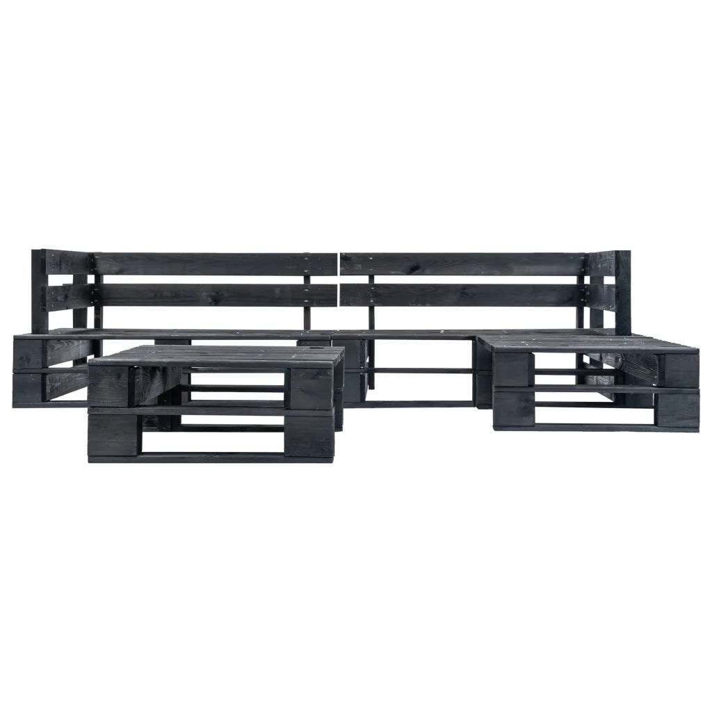 Divani da Giardino su Pallet 4 pz Neri in Legno 277424