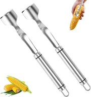Strumento per Strappare le Foglie di Mais - Acciaio Inossidabile - 2x Strappatori - Manico Ergonomico - Rimossooriatore Efficiente - Utensile da Cucina - Lunghezza Totale 24,5 cm - Strappatore Foglie di Mais