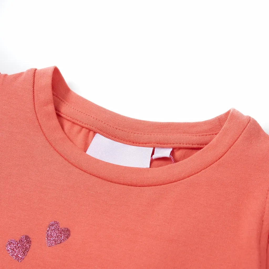 Maglietta da Bambina con Maniche Volant Corallo 116cod mxl 85345