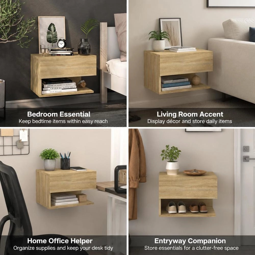 Wall-mounted Bedside Table Sonoma Oak