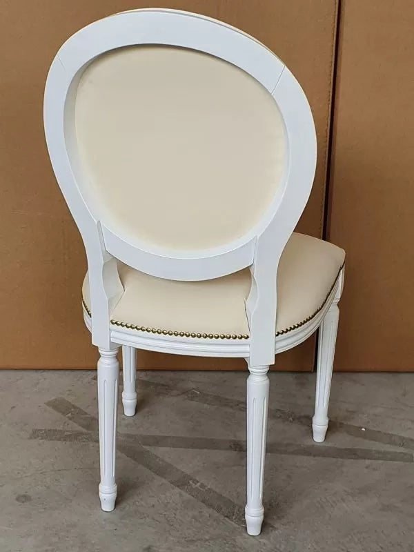 Sedia shabby legno imbottita ecopelle beige 50x47x100 - Mobili 2G