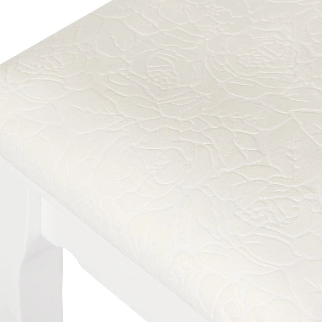 WOLTU Sgabello Bianco per Tavolo da Trucco, Sgabello in Legno Imbottito, Sedia da Make Up per Camera da Letto, Design Barocco， Rivestimento in Velluto, 37x28x44,5cm MB6095ws