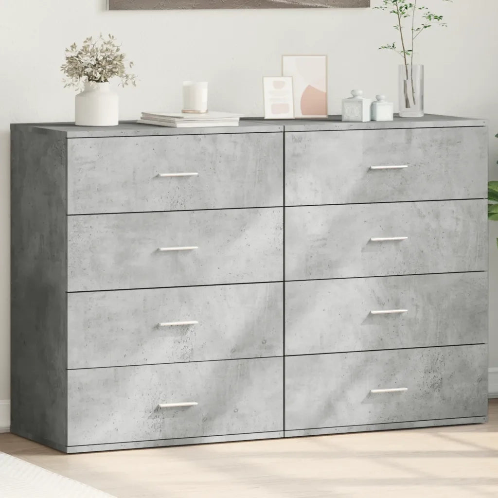 Credenze 2 pz | Madia | Buffet da pranzo | Armadio da pranzo Grigio Cemento 60x39x80 cm in Legno Multistrato