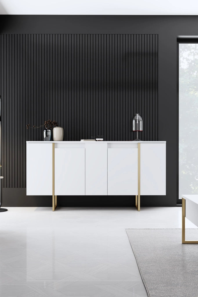 Credenza in legno "Luxury" - 160 x 35 x 80 cm - Oro bianco