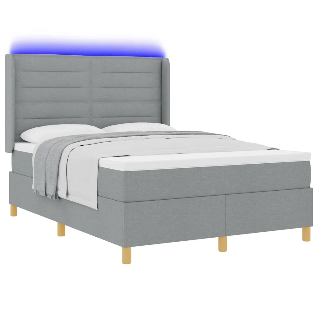 Letto a molle con materasso Grigio chiaro 140 x 190 cm Tessuto