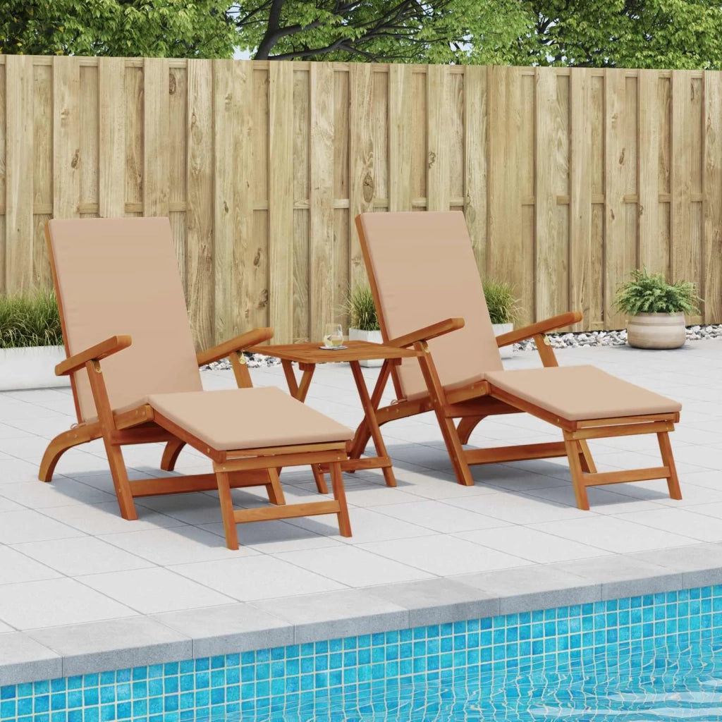 Lettino prendisole reclinabile e pieghevole 3 pcs Tortora