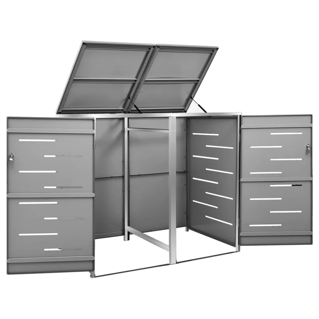 Copri Bidoni Pattumiera Doppia 138x77,5x115,5 cm Acciaio Inox cod mxl 52620