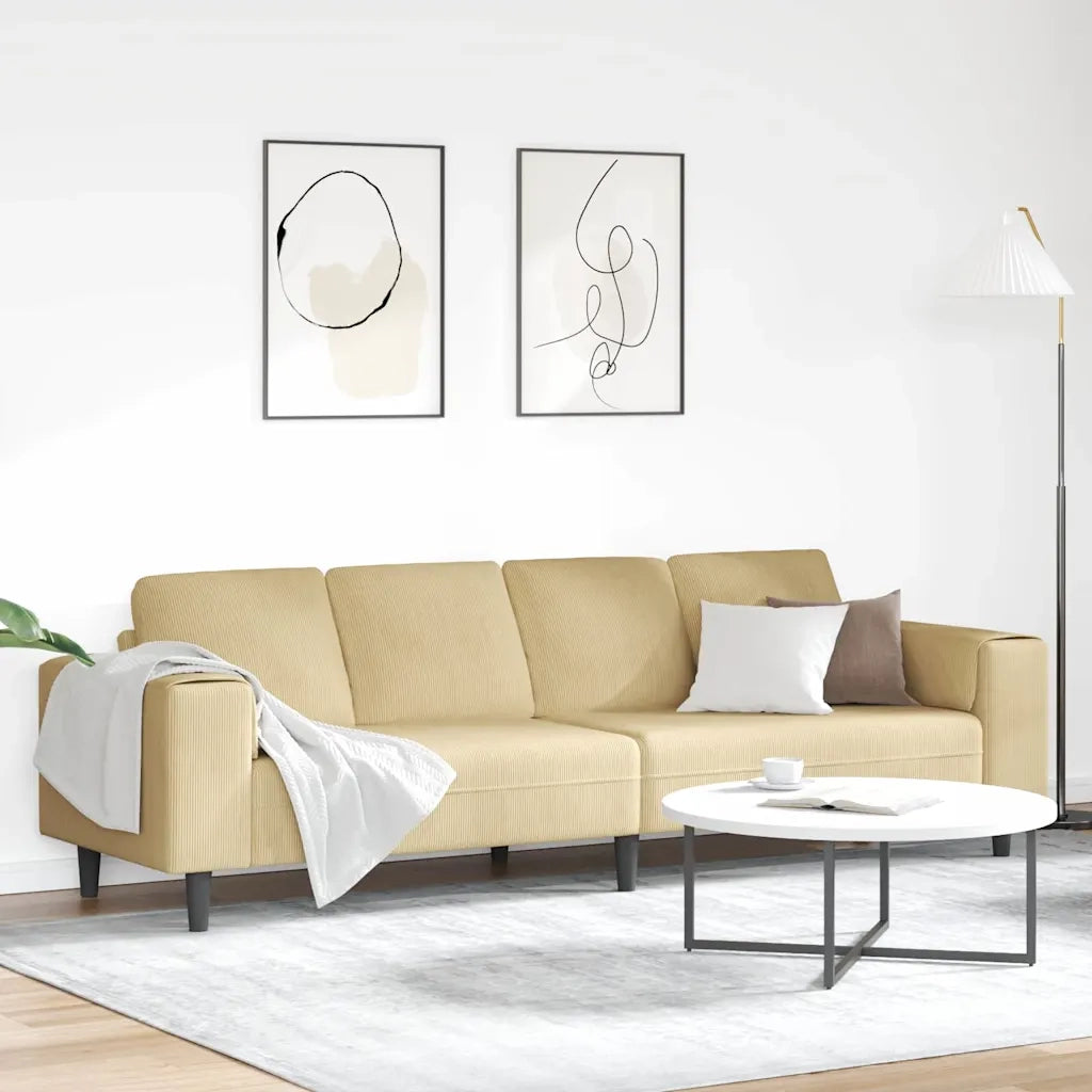Divano-Sofa-Divanetto Grigio Verde 250 x 77 x 76 cm Tessuto in Cords